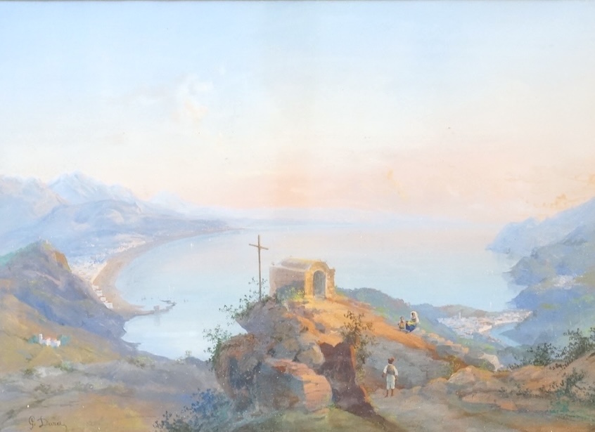 Gaetano Dura (1805–1878), ‘Gulf of Salerno’, signed, gouache, 30 x 41cm